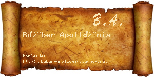 Báber Apollónia névjegykártya